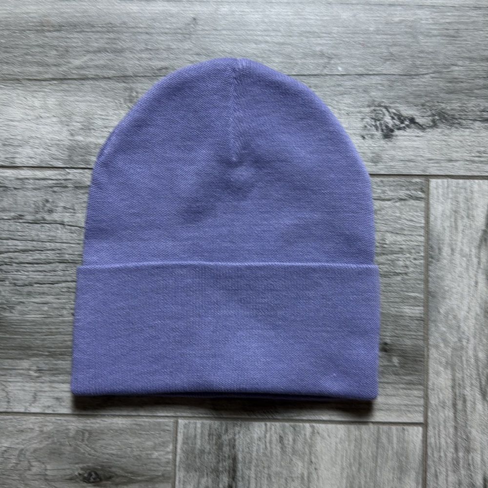 ASOS recycled polyester deep turn up beanie hat in lavender
